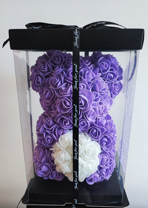 Open image in slideshow, Galaxy Purple Teddy Rose white heart ~Small~

